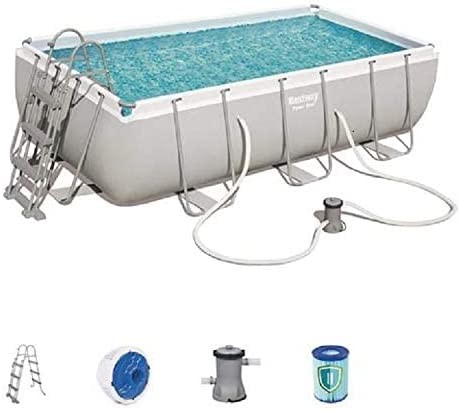 Bestway 56441 | Power Steel - Piscina Fuori Terra Rettangolare, 404X201X100 cm, Pompa di Filtraggio e Dosatore Chemconnect Inclusi