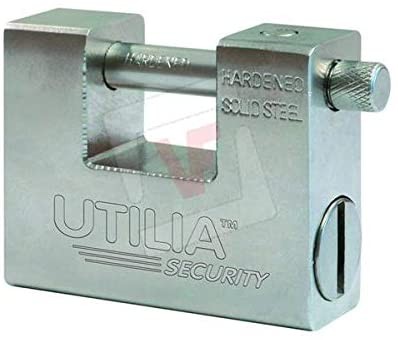 LUCCHETTO UTILIA ANTISCASSO CORAZZATO ACCIAIO DA 94MM 5 CHIAVI PUNZONATE