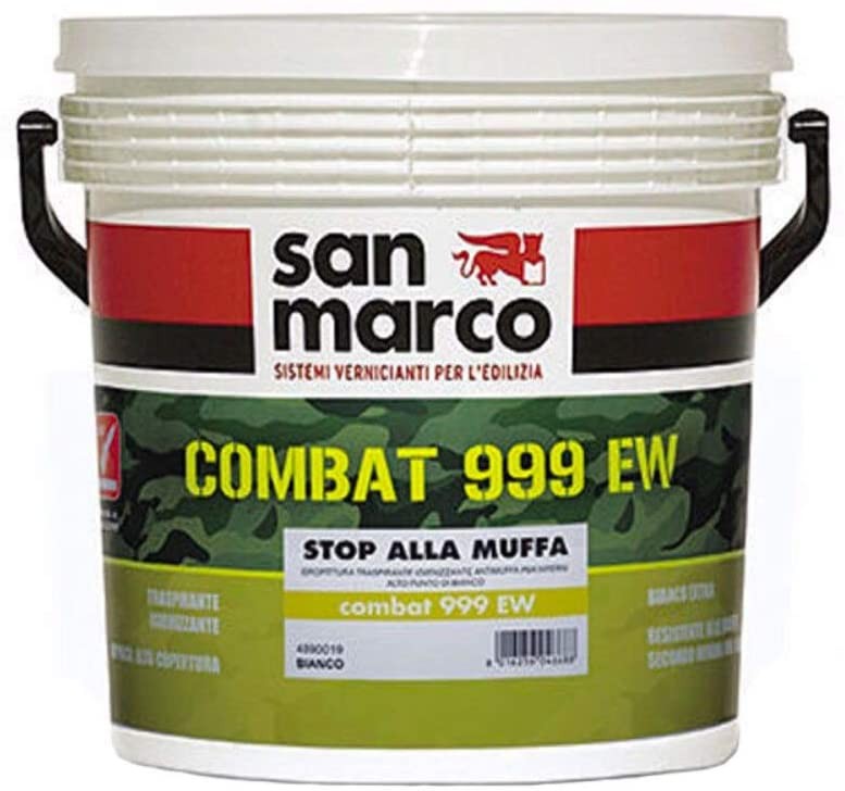 San Marco COMBAT 999 EW pittura traspirante igienizzante antimuffa per interni colore bianco, size 14 lt
