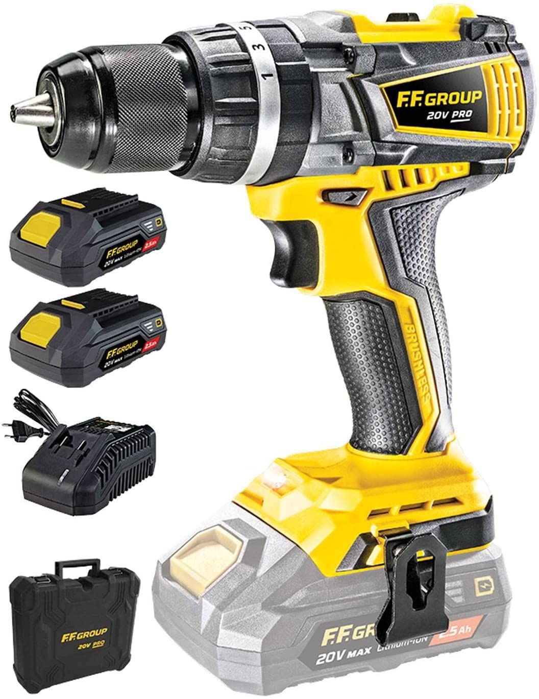 FF GROUP TRAPANO AVVITATORE 20V + 2BATTERIE 2.0AH